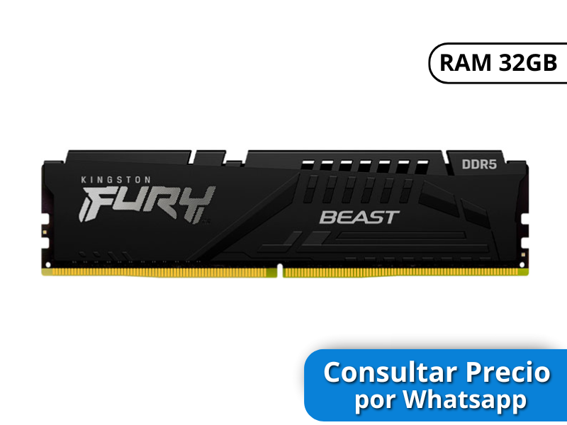 MEMORIA RAM KINGSTON  FURY BEAST DDR5 32GB 5200MT/S KF552C40BB-32